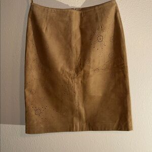 Elegant Tan Suede Skirt Ann Taylor New old stock $178 💯 leather- lined